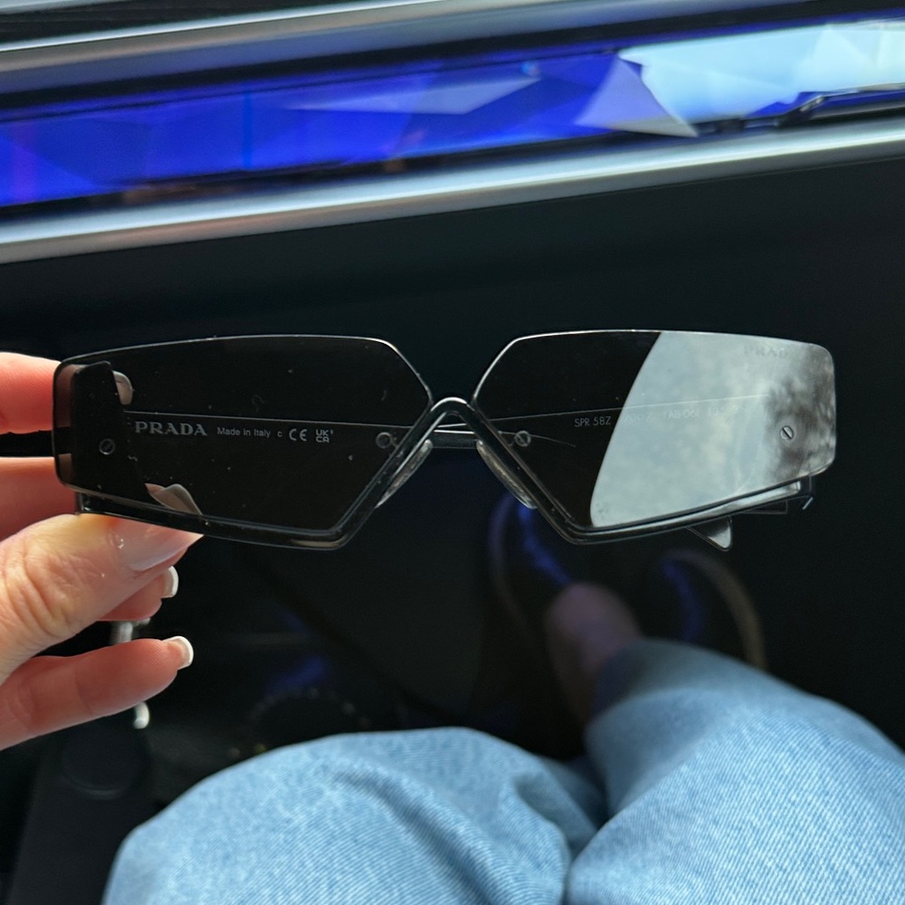 Prada Black Geometric Rimless Sunglasses